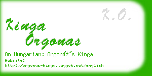 kinga orgonas business card